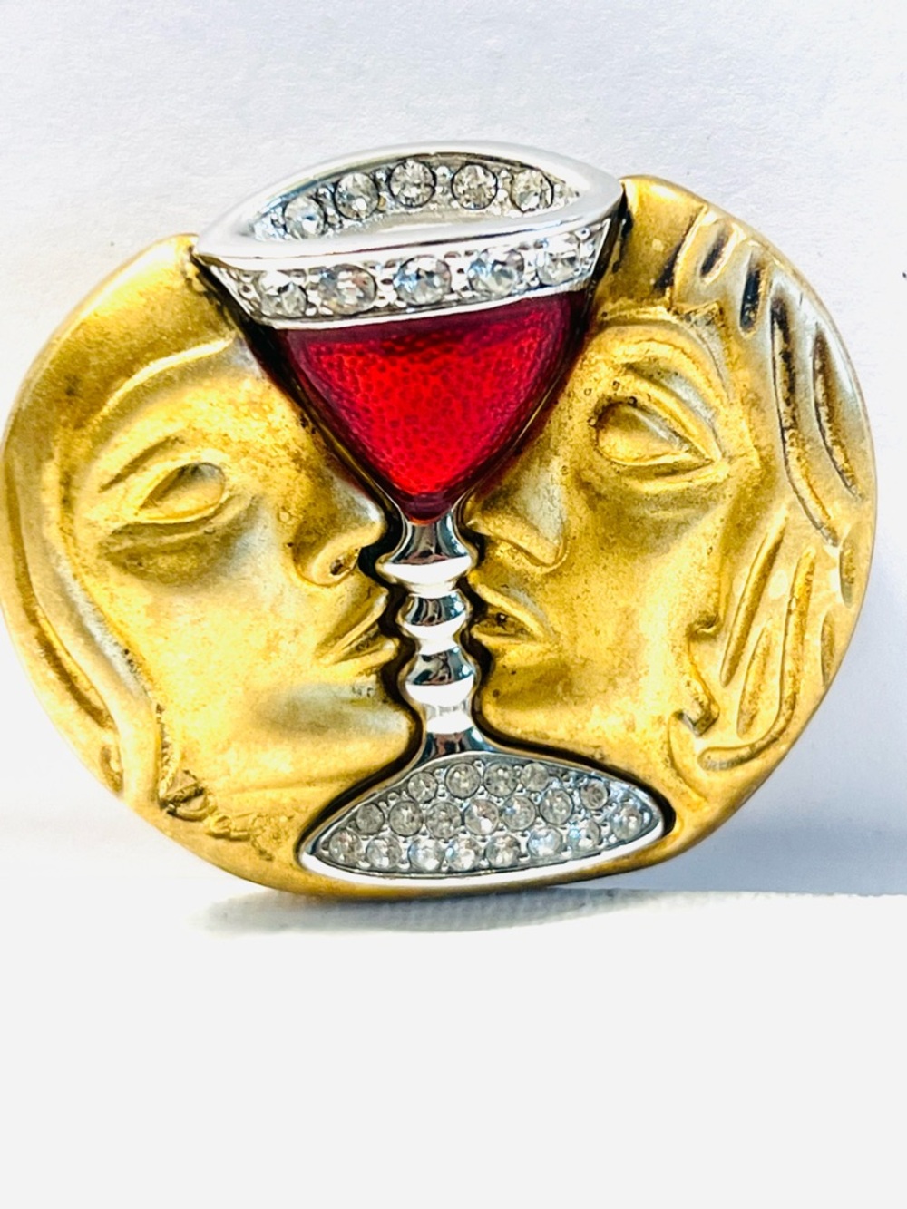 Vintage 2003 Salvador Dali Joies Red Enamel Tristan and Isolde Cup Brooch